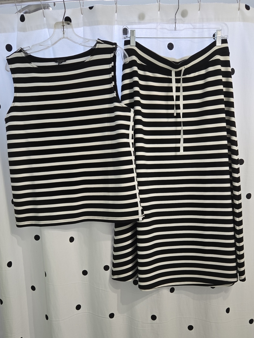 Talbots Black and White Striped Tank & Skirt Set
